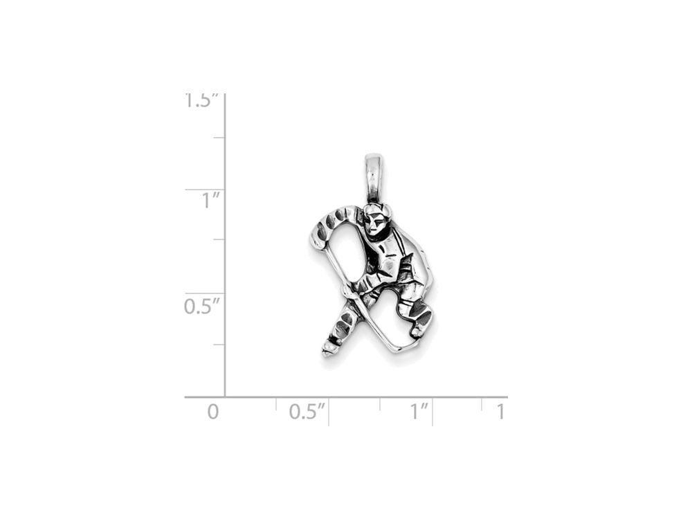 FJC Finejewelers Sterling Silver Antiqued Hockey Player Charm
