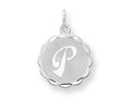 FJC Finejewelers Sterling Silver Brocaded Initial P Charm