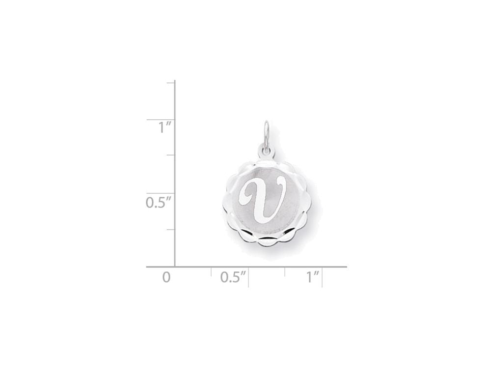FJC Finejewelers Sterling Silver Brocaded Initial V Charm