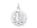 FJC Finejewelers Sterling Silver Brocaded Initial V Charm