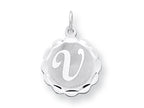 FJC Finejewelers Sterling Silver Brocaded Initial V Charm