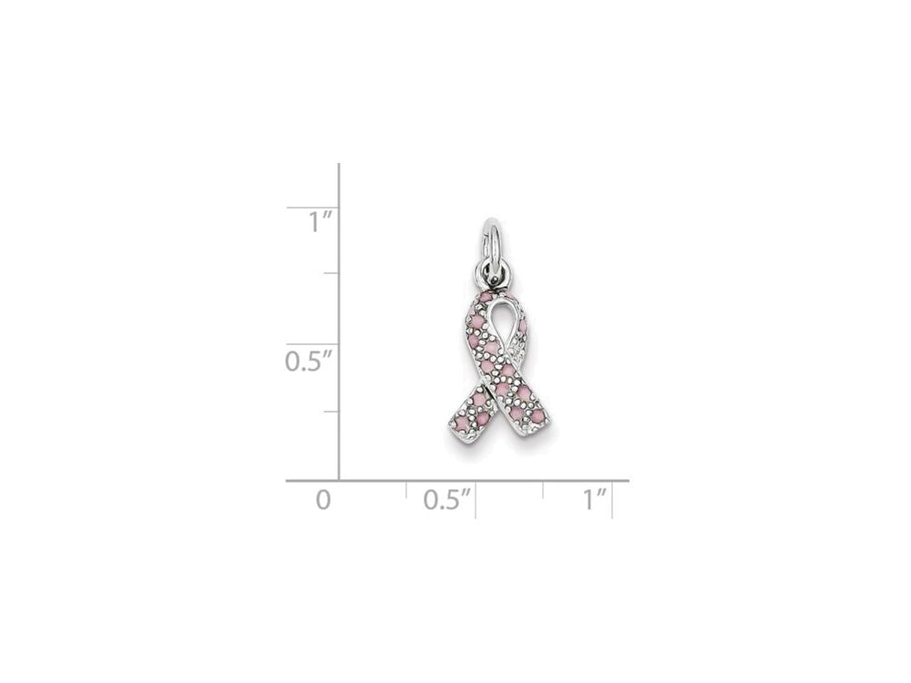 FJC Finejewelers Sterling Silver Enameled Pink Ribbon Charm
