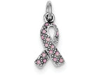 FJC Finejewelers Sterling Silver Enameled Pink Ribbon Charm