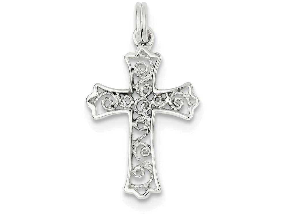 FJC Finejewelers Sterling Silver Filigree Cross Charm