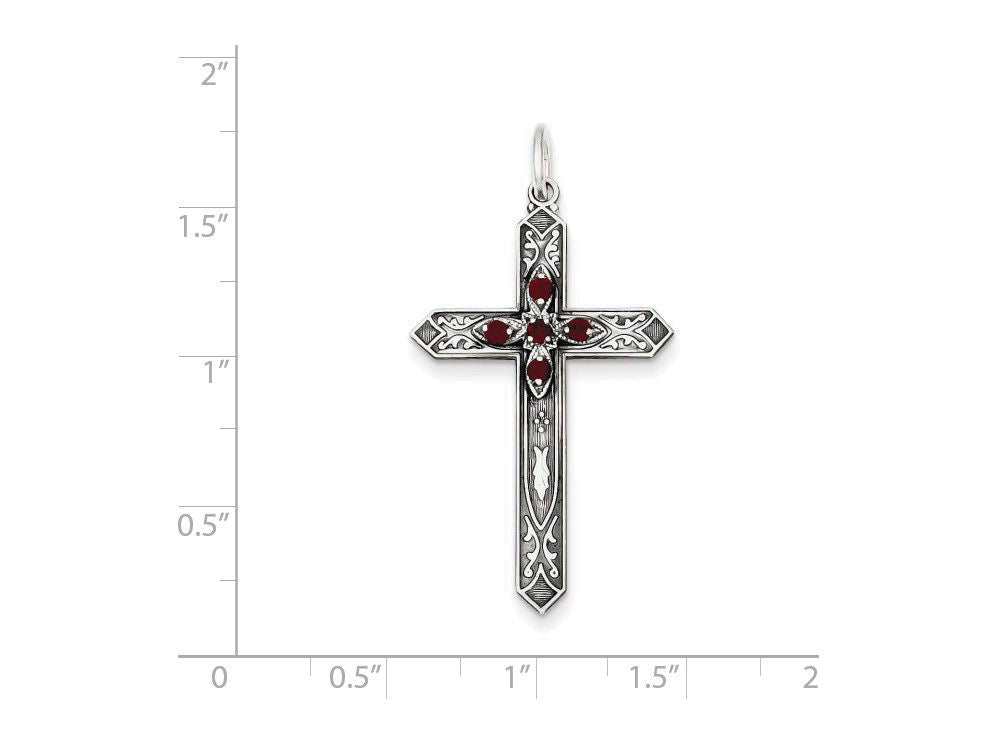 FJC Finejewelers Sterling Silver January Birth Month Cross Pendant Necklace - Chain Included