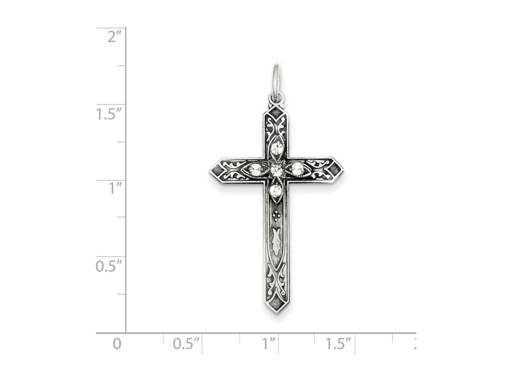 FJC Finejewelers Sterling Silver April Birth Month Cross Pendant Necklace - Chain Included