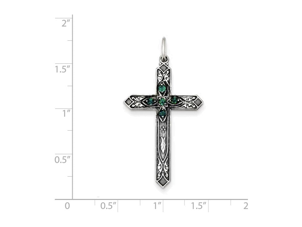 FJC Finejewelers Sterling Silver May Birth Month Cross Pendant Necklace - Chain Included