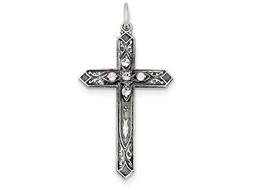 FJC Finejewelers Sterling Silver June Birth Month Cross Pendant Necklace - Chain Included