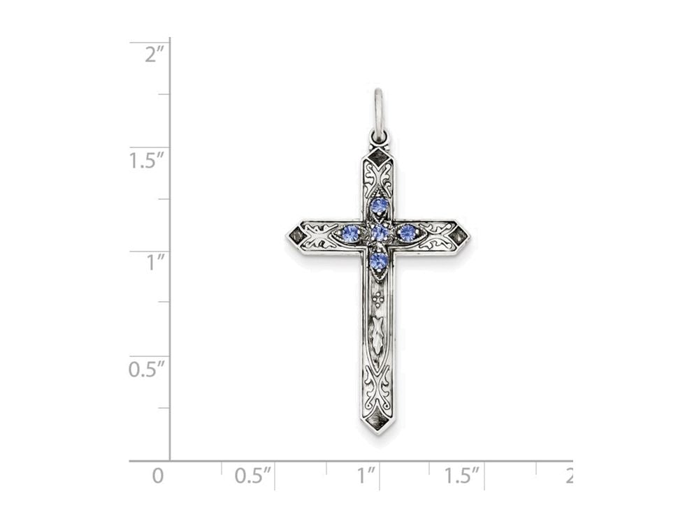 FJC Finejewelers Sterling Silver September Birth Month Cross Pendant Necklace - Chain Included