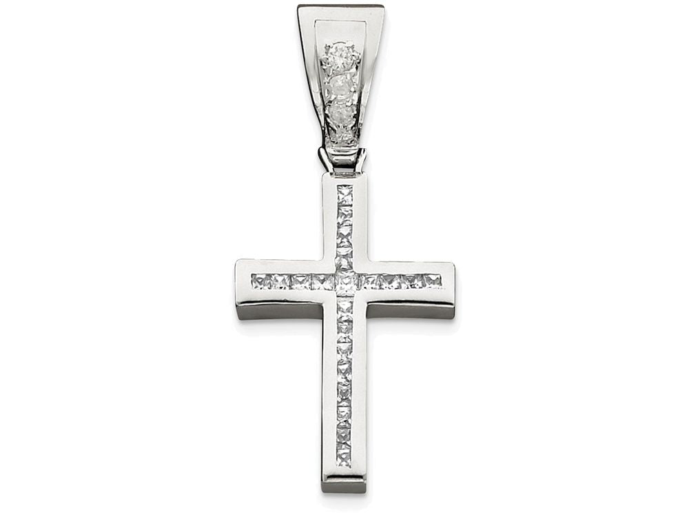 FJC Finejewelers Sterling Silver Cubic Zirconia Cross Pendant Necklace - Chain Included
