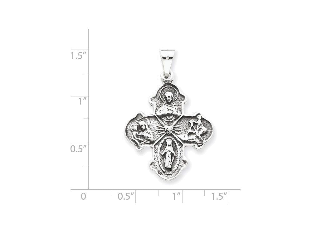 FJC Finejewelers Sterling Silver Antiqued 4-way Medal Pendant Necklace - Chain Included