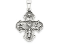 FJC Finejewelers Sterling Silver Antiqued 4-way Medal Pendant Necklace - Chain Included