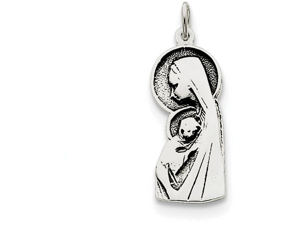 FJC Finejewelers Sterling Silver Blessed Mary and Child Jesus Charm