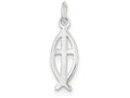FJC Finejewelers Sterling Silver Ichthus Fish Cross Charm