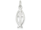 FJC Finejewelers Sterling Silver Ichthus Fish Cross Charm