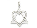 FJC Finejewelers Sterling Silver Star Of David Heart Pendant Necklace - Chain Included