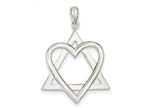 FJC Finejewelers Sterling Silver Star Of David Heart Pendant Necklace - Chain Included