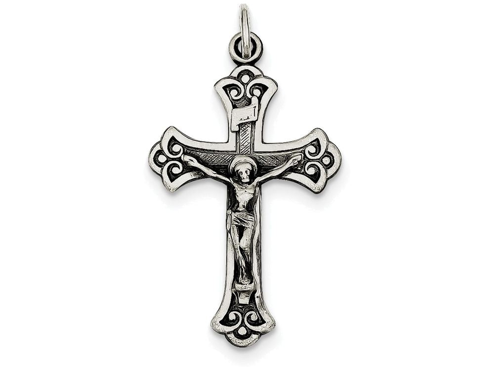 FJC Finejewelers Sterling Silver Antiqued Inri Crucifix Pendant Necklace - Chain Included