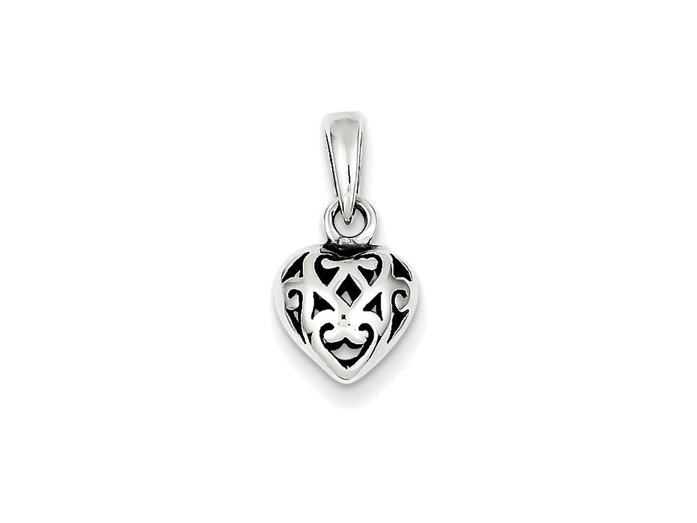 FJC Finejewelers Sterling Silver Antique Puff Heart Charm