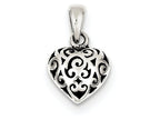 FJC Finejewelers Sterling Silver Antique Puff Heart Pendant Necklace - Chain Included