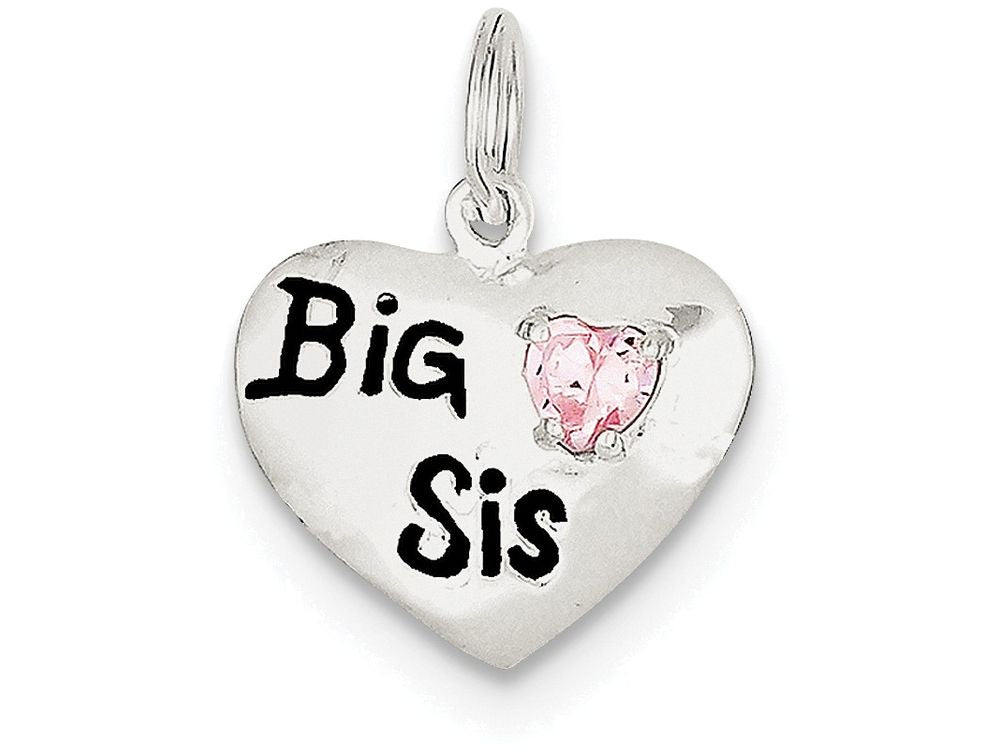 FJC Finejewelers Sterling Silver Big Sis Cubic Zirconia Heart Charm