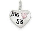 FJC Finejewelers Sterling Silver Big Sis Cubic Zirconia Heart Charm