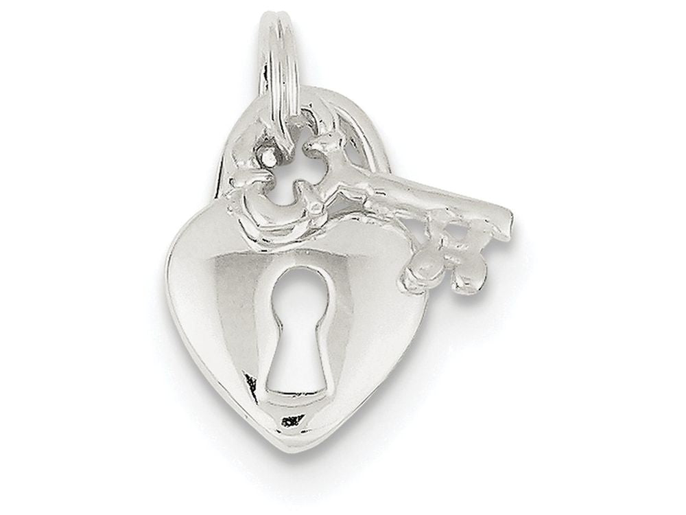 FJC Finejewelers Sterling Silver Heart and Key Charm