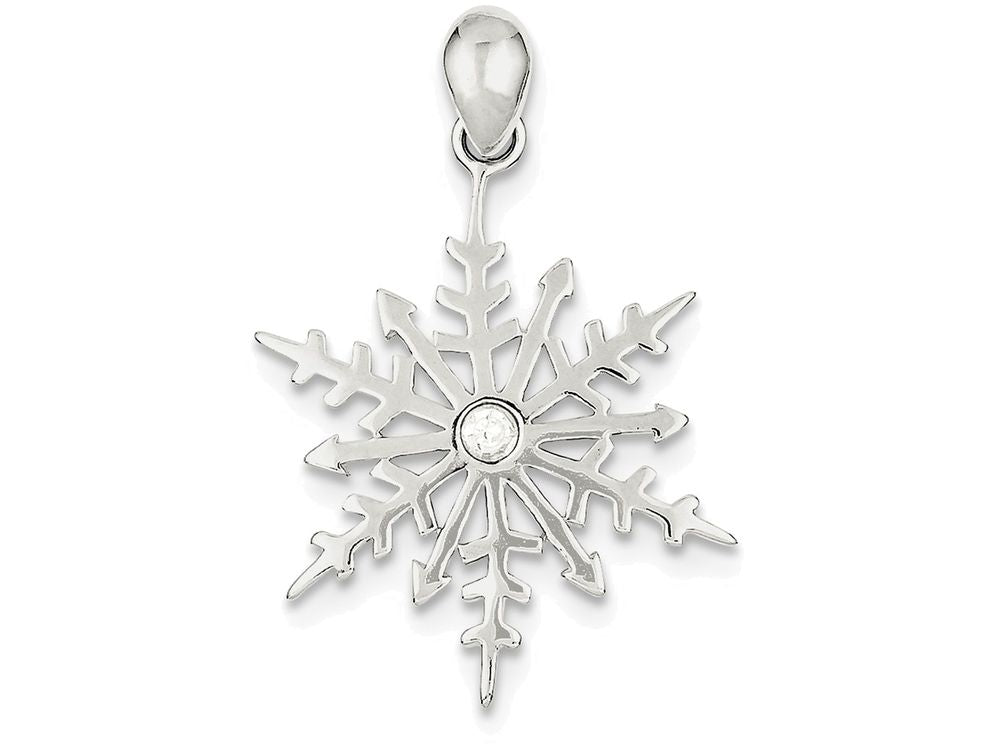 FJC Finejewelers Sterling Silver Snowflake With Stellux Crystal Pendant Necklace - Chain Included
