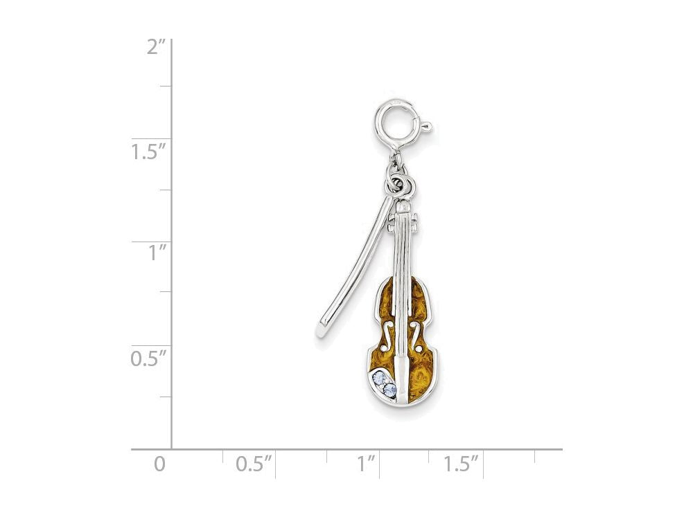 FJC Finejewelers Sterling Silver Enameled Preciosa Crystal Violin Charm