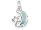 FJC Finejewelers Sterling Silver Blue Enamaled Moon and Star Charm
