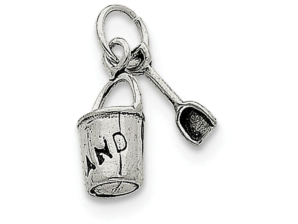 FJC Finejewelers Sterling Silver Antiqued Sand Bucket And Shovel Charm