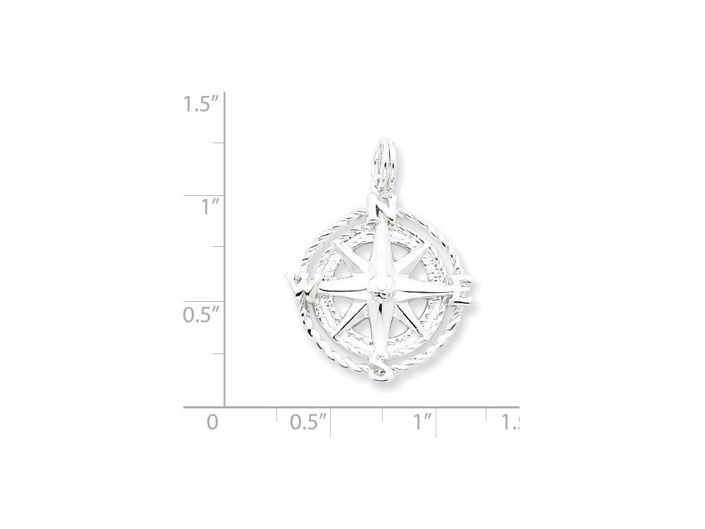 FJC Finejewelers Sterling Silver Compass Charm
