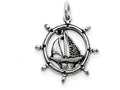 FJC Finejewelers Sterling Silver Antiqued Sailboat In Wheel Charm