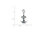 FJC Finejewelers Sterling Silver Blue Enameled Anchor W/preciosa Crystals Charm