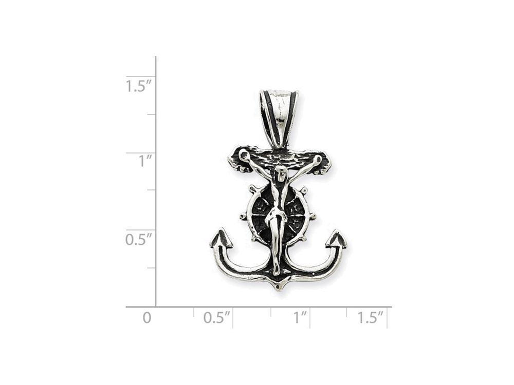 FJC Finejewelers Sterling Silver Antiqued Mariner's Crucifix Pendant Necklace - Chain Included
