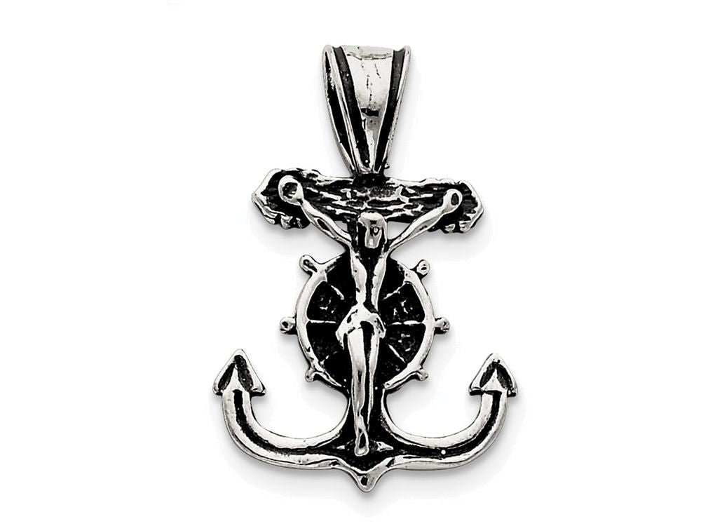 FJC Finejewelers Sterling Silver Antiqued Mariner's Crucifix Pendant Necklace - Chain Included