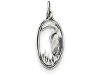FJC Finejewelers Sterling Silver Antiqued Crane In Oval Frame Charm