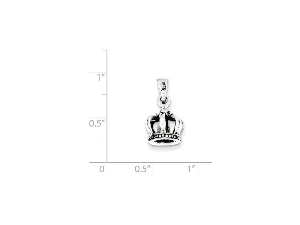 FJC Finejewelers Sterling Silver Antiqued Crown Pendant Necklace - Chain Included