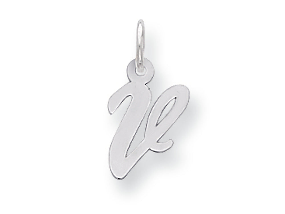 FJC Finejewelers Sterling Silver Small Script Initial V Charm