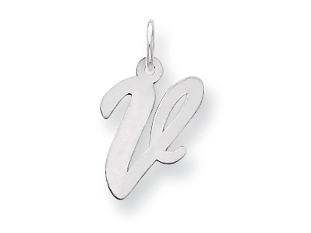 FJC Finejewelers Sterling Silver Medium Script Initial V Charm