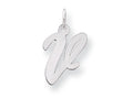 FJC Finejewelers Sterling Silver Medium Script Initial V Charm
