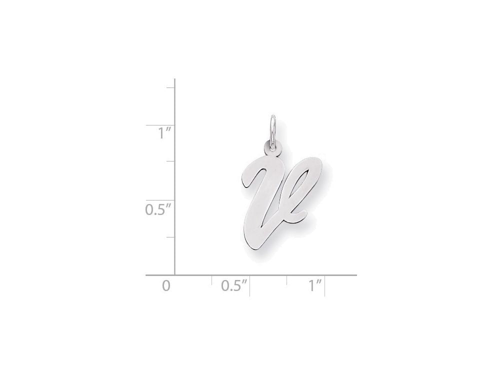 FJC Finejewelers Sterling Silver Large Script Initial V Charm