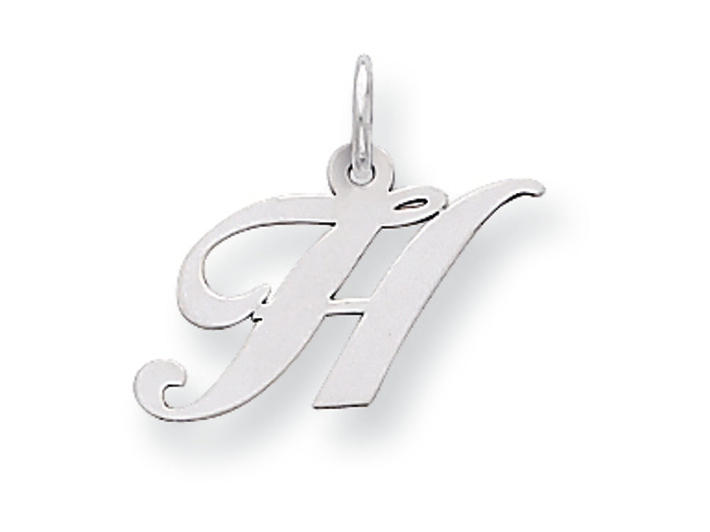 FJC Finejewelers Sterling Silver Small Fancy Script Initial H Charm