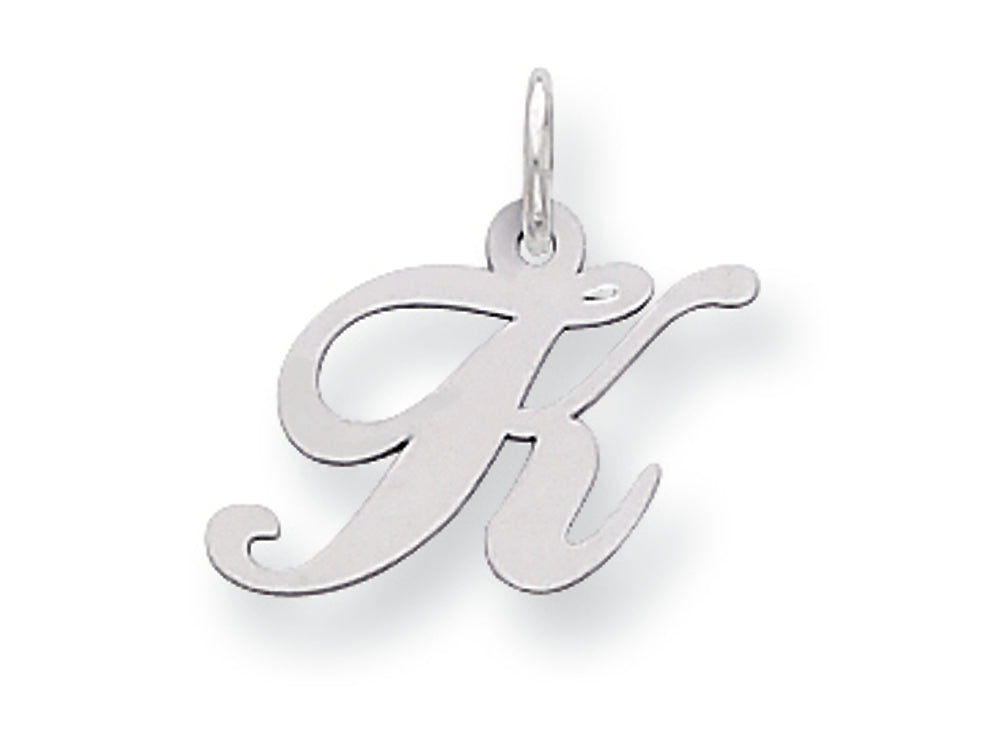 FJC Finejewelers Sterling Silver Small Fancy Script Initial K Charm