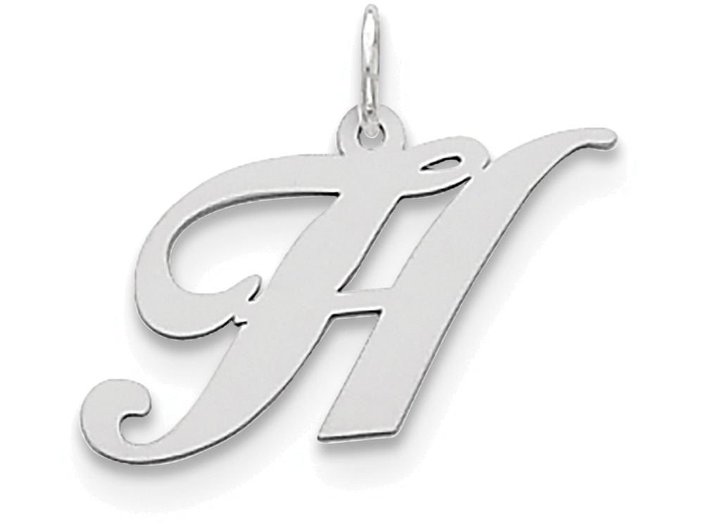 FJC Finejewelers Sterling Silver Medium Fancy Script Initial H Charm