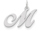 FJC Finejewelers Sterling Silver Medium Fancy Script Initial M Charm