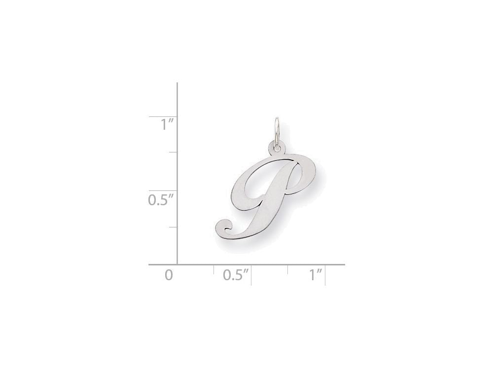 FJC Finejewelers Sterling Silver Medium Fancy Script Initial P Charm