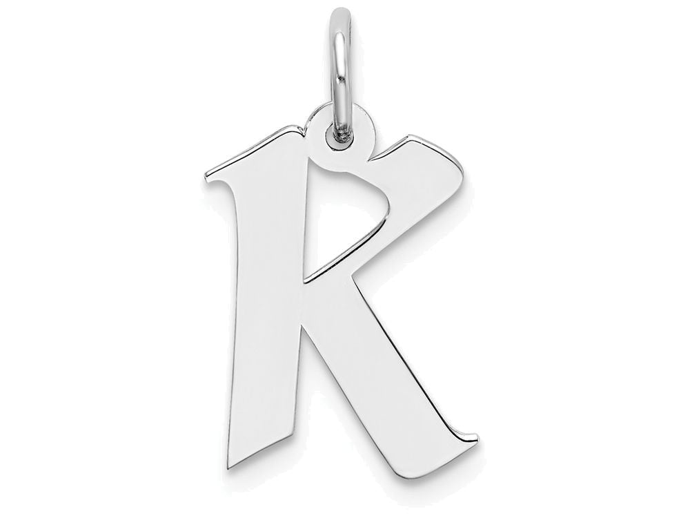 FJC Finejewelers Sterling Silver Medium Artisian Block Initial K Charm