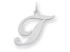 FJC Finejewelers Sterling Silver Large Fancy Script Initial T Charm