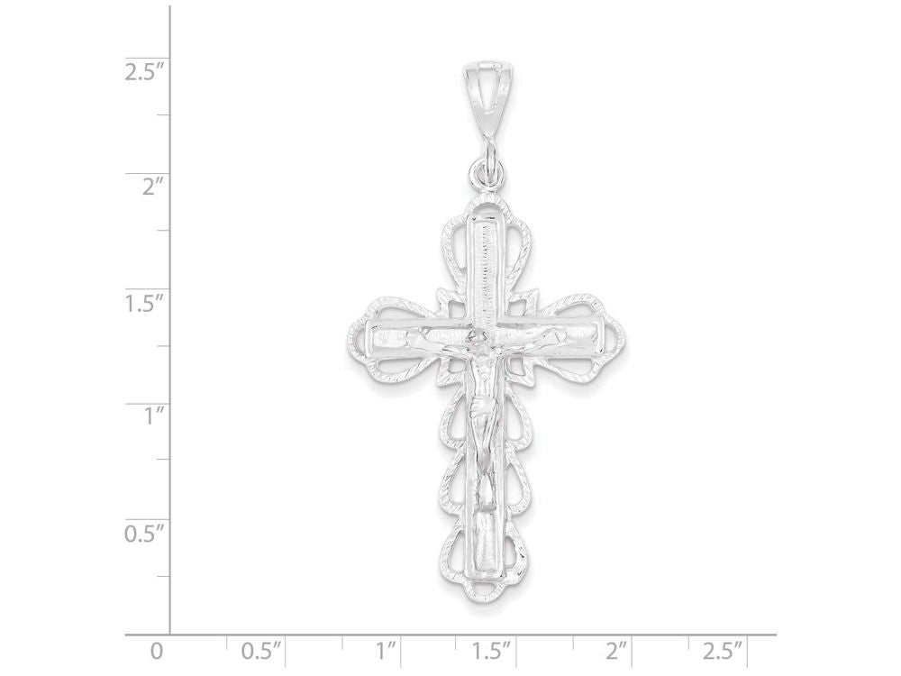 FJC Finejewelers Sterling Silver Bright-cut Crucifix Pendant Necklace - Chain Included
